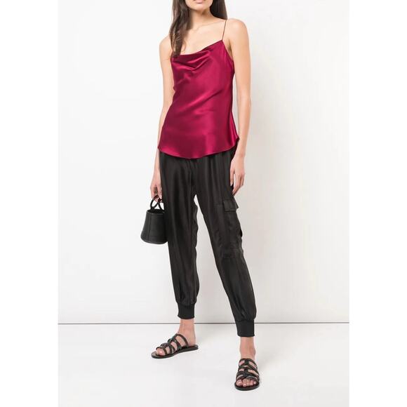 Cinq à Sept Giles Cupro Crop Cargo Joggers size XS - Picture 2 of 5